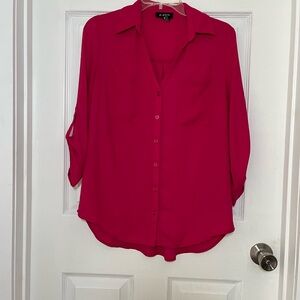 A. Byer Women's Button-Down Blouse with Split Sleeve